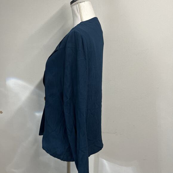 Coldwater Creek 2pc Jacket Tank Set sz Medium Teal Satin Lagenlook Artsy Career - Picture 7 of 9